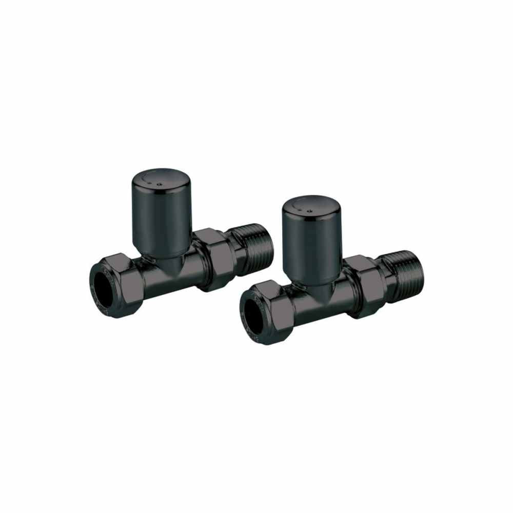 Luxe81 Matt Black Straight Radiator Valves (Pair)