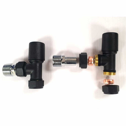 Luxe81 Matt Black Angled Radiator Valves (Pair)