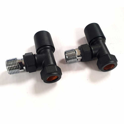 Luxe81 Matt Black Angled Radiator Valves (Pair)
