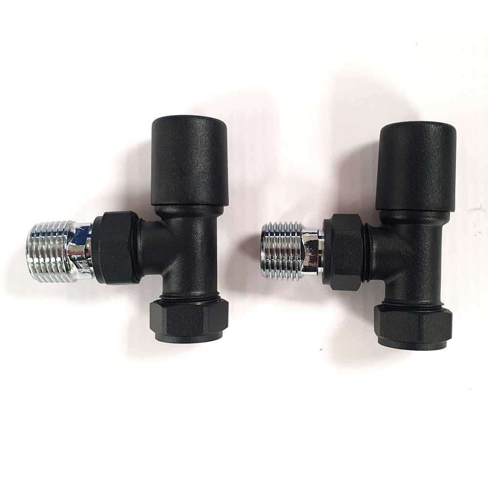 Luxe81 Matt Black Angled Radiator Valves (Pair)