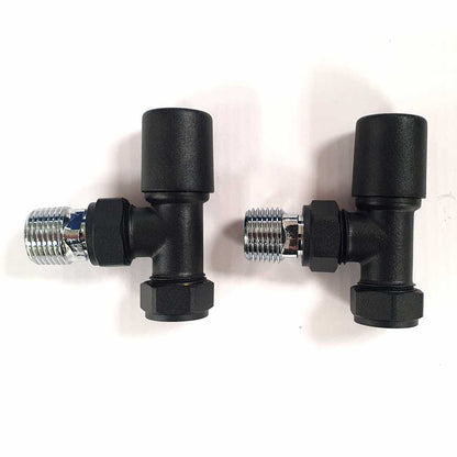 Luxe81 Matt Black Angled Radiator Valves (Pair)