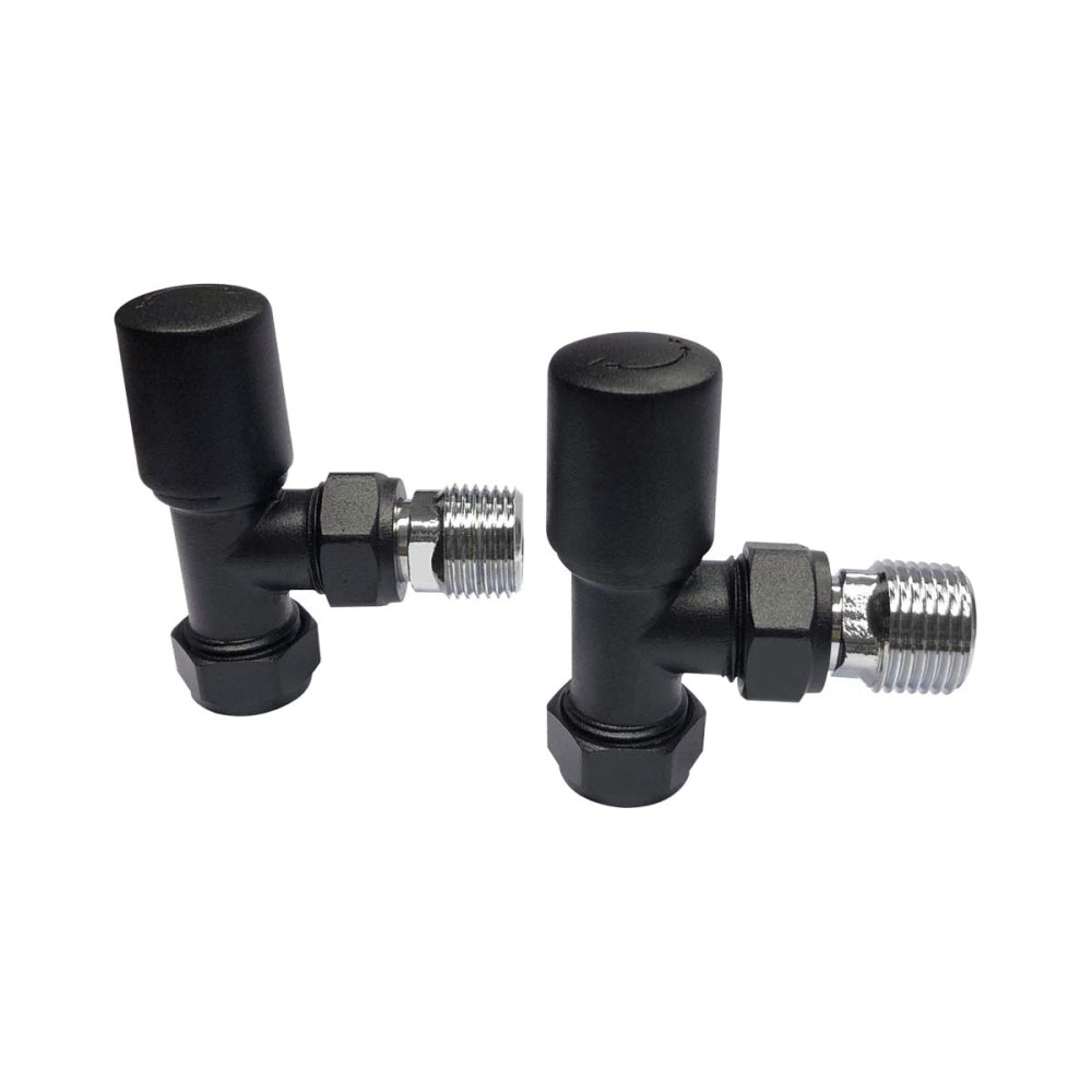 Luxe81 Matt Black Angled Radiator Valves (Pair)