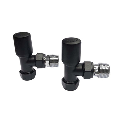 Luxe81 Matt Black Angled Radiator Valves (Pair)