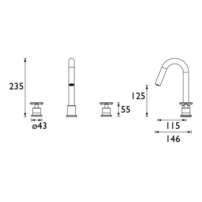 Heritage Salcombe 3 Taphole Basin Mixer
