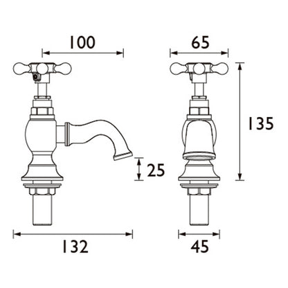 Heritage Trinity Basin Pillar Taps