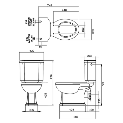Silverdale Victorian VCCLOCC6WHIBP Blue Garden White Close Coupled Toilet