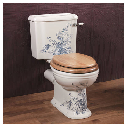 Silverdale Victorian VCCLOCC6WHIBP Blue Garden White Close Coupled Toilet