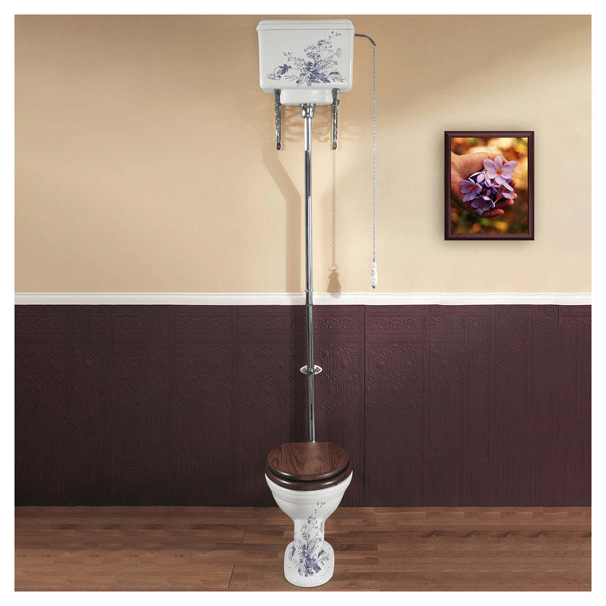 Silverdale Victorian VCCLOHL6WHIBP Blue Garden High Level Pan With Cistern And Fitting