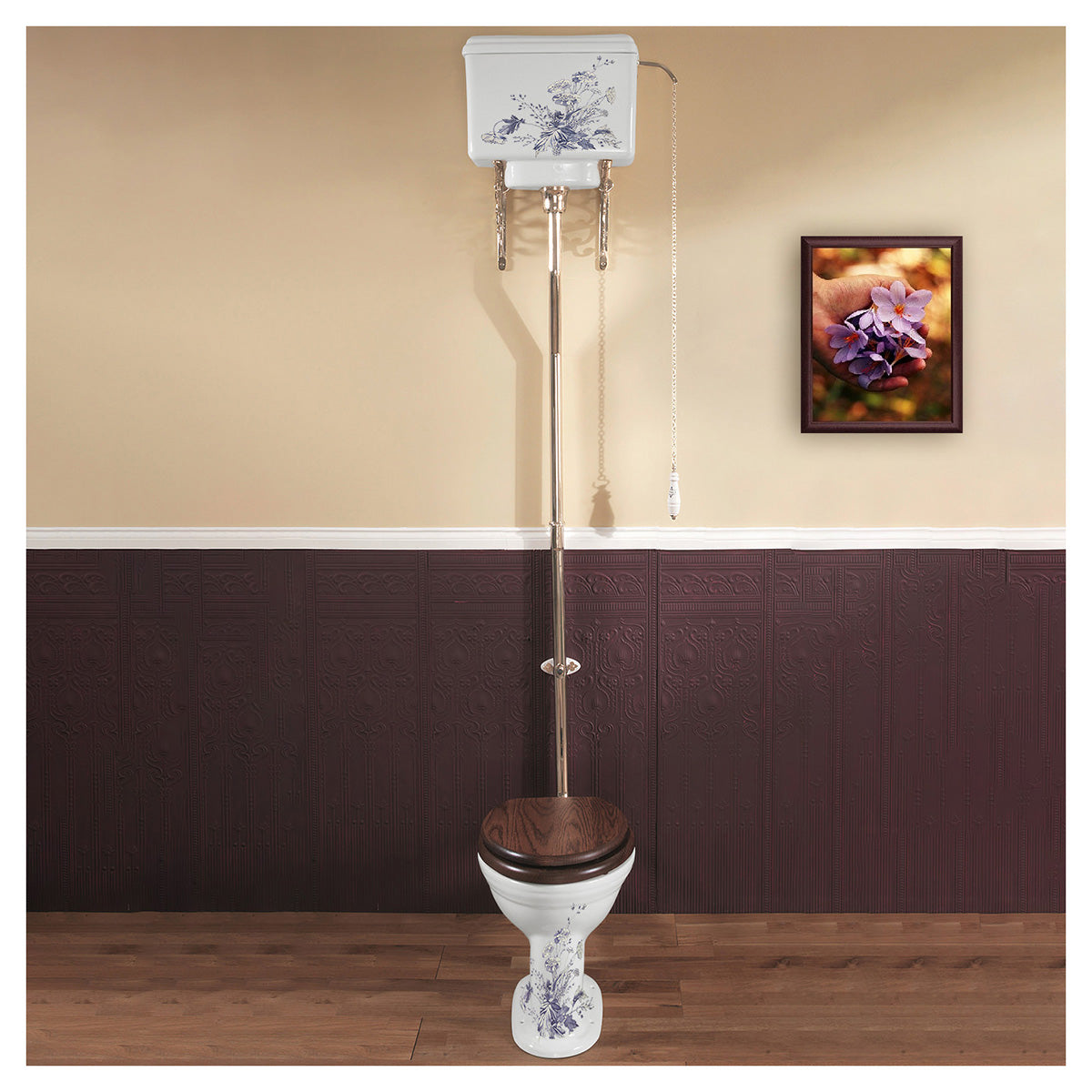 Silverdale Victorian VCCLOHL6WHIBP Blue Garden High Level Pan With Cistern And Fitting