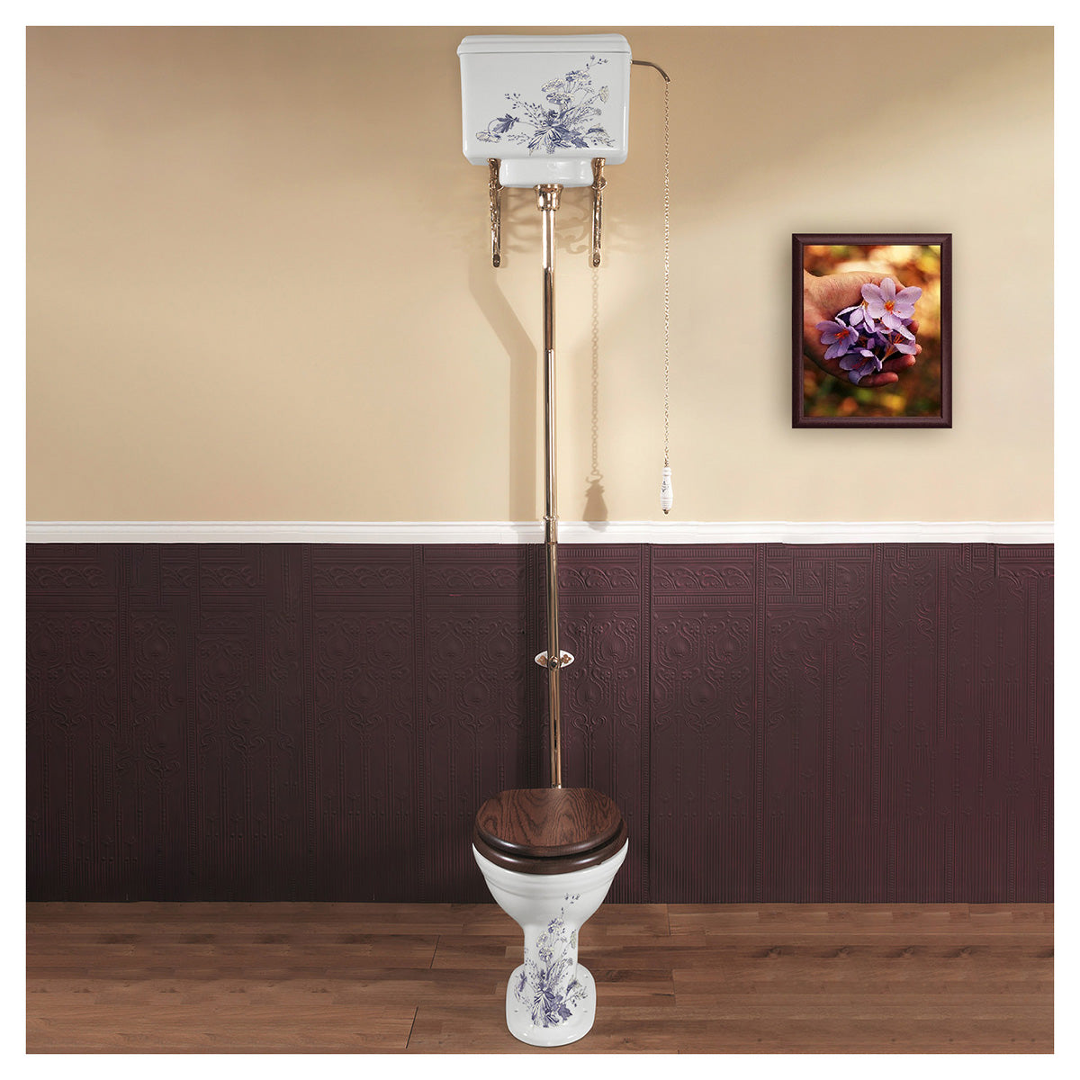 Silverdale Victorian VCCLOHL6WHIBP Blue Garden High Level Pan With Cistern And Fitting