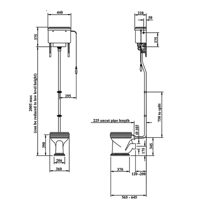 Silverdale Victorian VCCLOHL6WHIVG Garden High Level WC With Cistern And Fittings