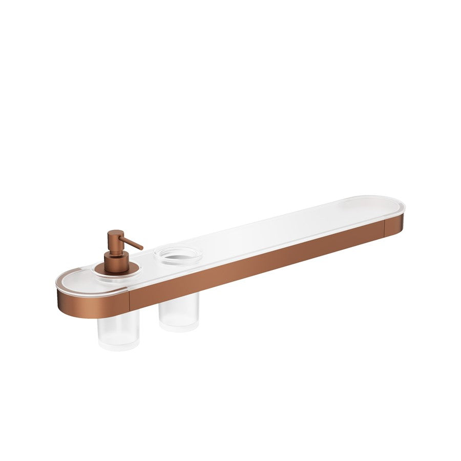 Crosswater Velo Round Tray Soap Dispenser & Tumbler Holder
