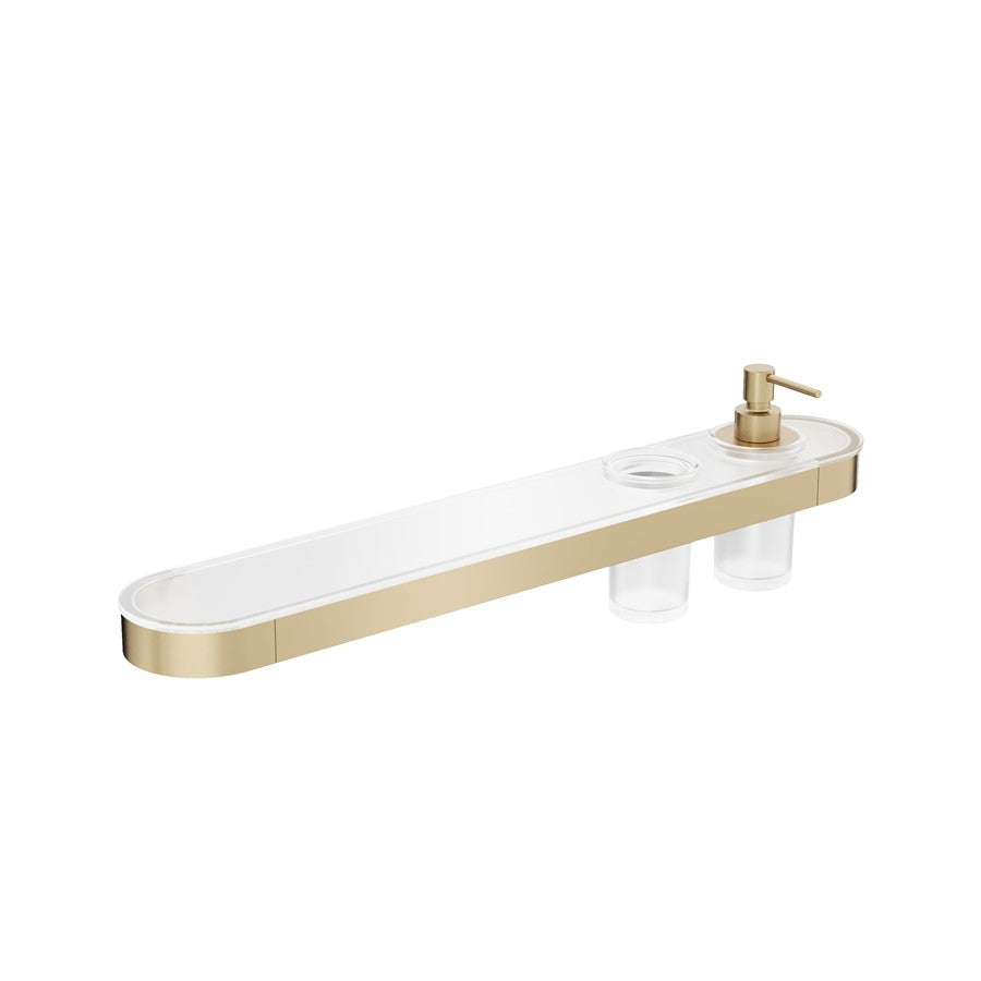 Crosswater Velo Round Tray Soap Dispenser & Tumbler Holder