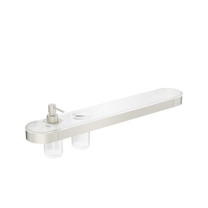Crosswater Velo Round Tray Soap Dispenser & Tumbler Holder