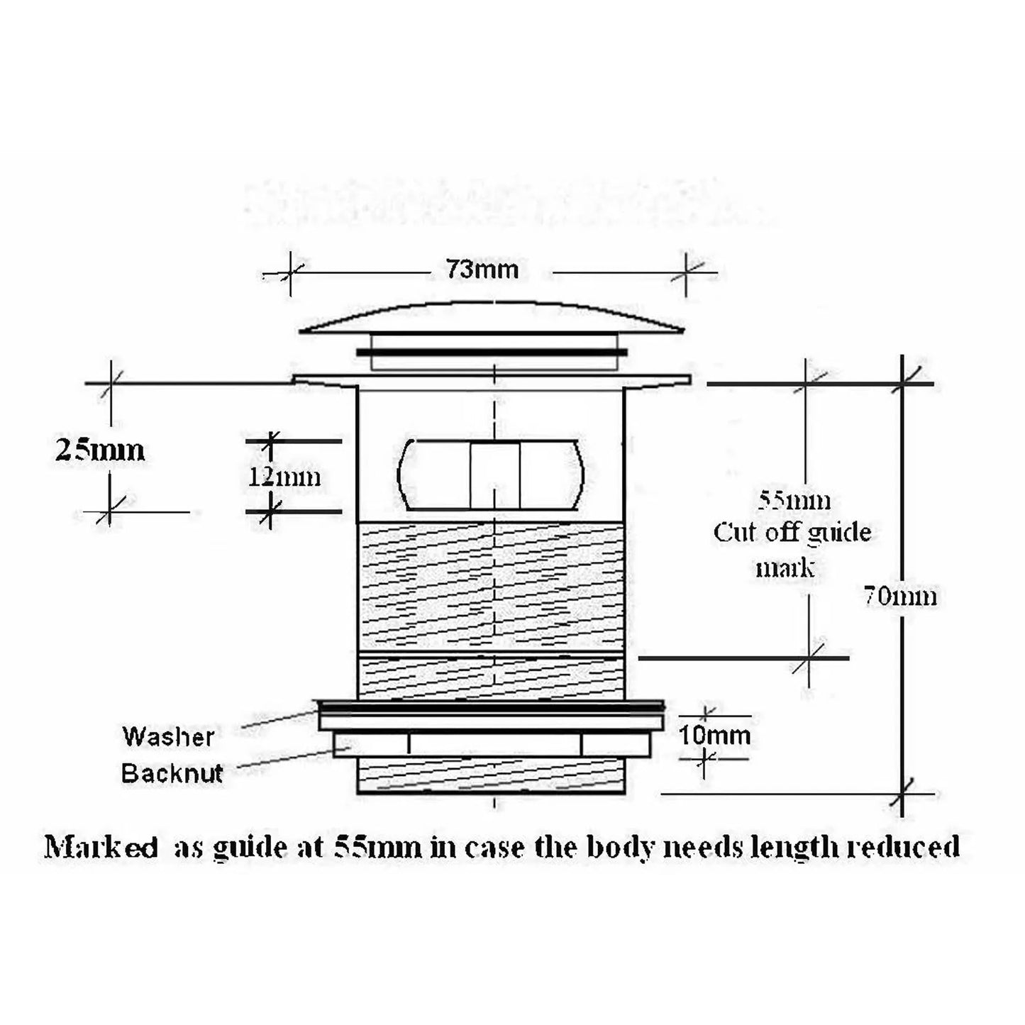 BC Designs WAS107BG Push Down Bath Waste 70mm (Slotted)