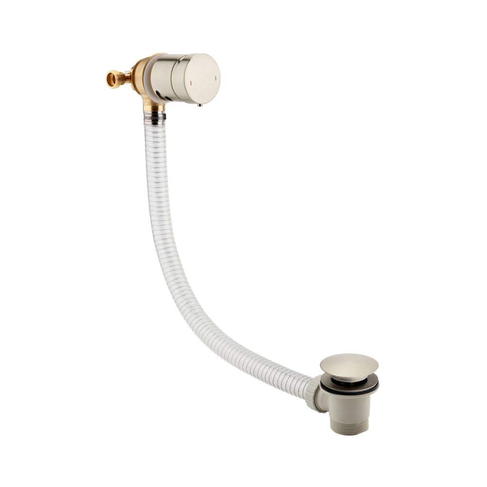 Luxe81 Brushed Nickel Bath Filler Valve & Overflow with Click Clack Waste