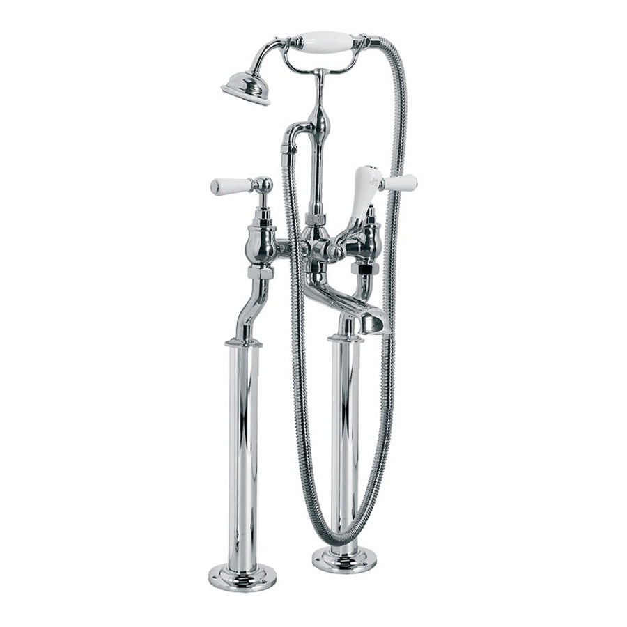 Lefroy Brooks Classic White Lever Bath Shower Mixer With Standpipes WL1144