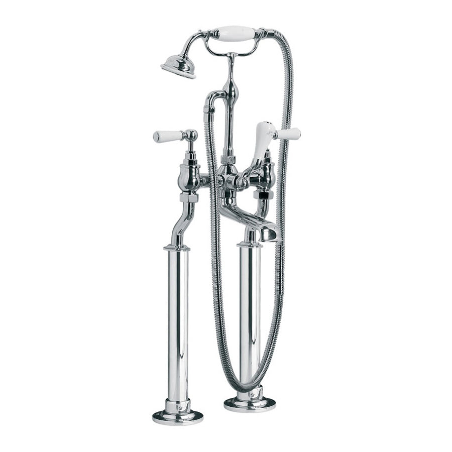 Lefroy Brooks Classic White Lever Bath Shower Mixer with Standpipe Sleeves Rim Mounting WL1145