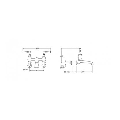 Lefroy Brooks Classic White Lever Wall Mounted Bath Filler WL1151