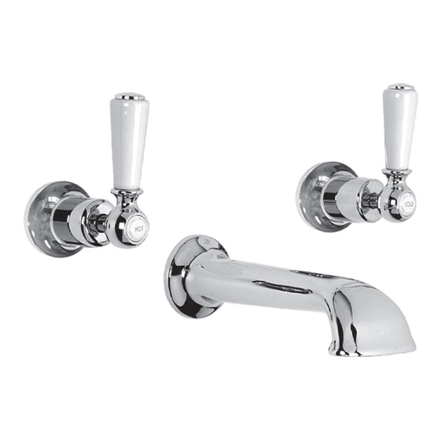 Lefroy Brooks Classic White Lever 3-Hole Concealed Wall Bath Filler WL1152