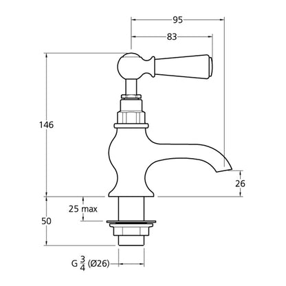 Lefroy Brooks Classic White Lever Bath Taps WL8054