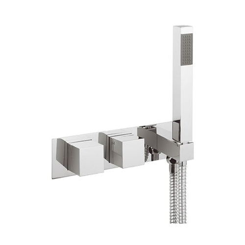 Crosswater Water Square 2 Outlet 2 Handle Concealed Thermostatic Shower Valve & Handset