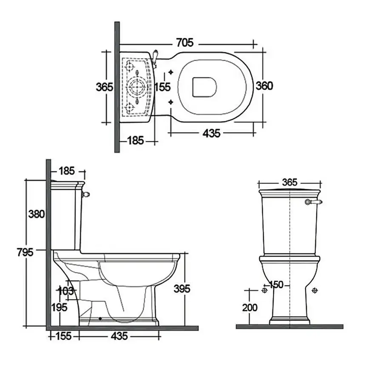 RAK Washington WT11AWHA Close Coupled WC With Front Lever Cistern And Matt Soft Close Wood Seat