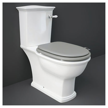 RAK Washington WT11AWHA Close Coupled WC With Front Lever Cistern And Matt Soft Close Wood Seat