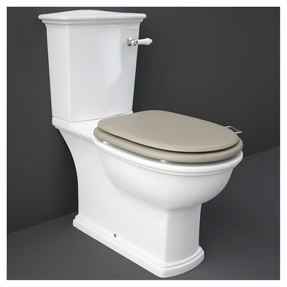 RAK Washington WT11AWHA Close Coupled WC With Front Lever Cistern And Matt Soft Close Wood Seat