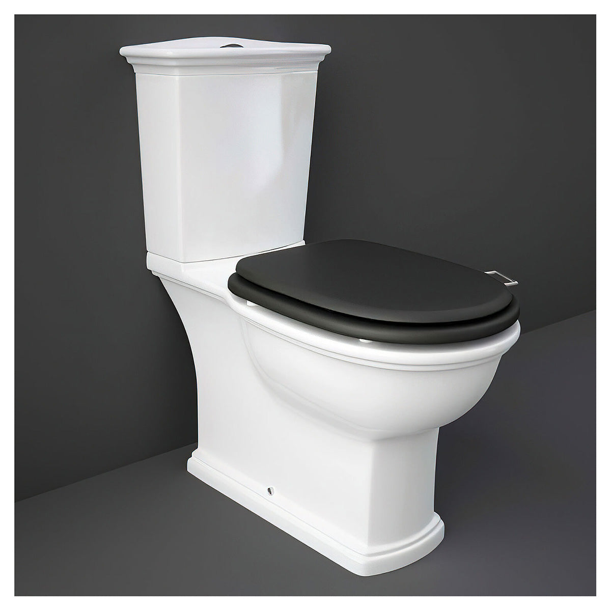 RAK Washington WT11AWHA Close Coupled WC With Front Lever Cistern And Matt Soft Close Wood Seat