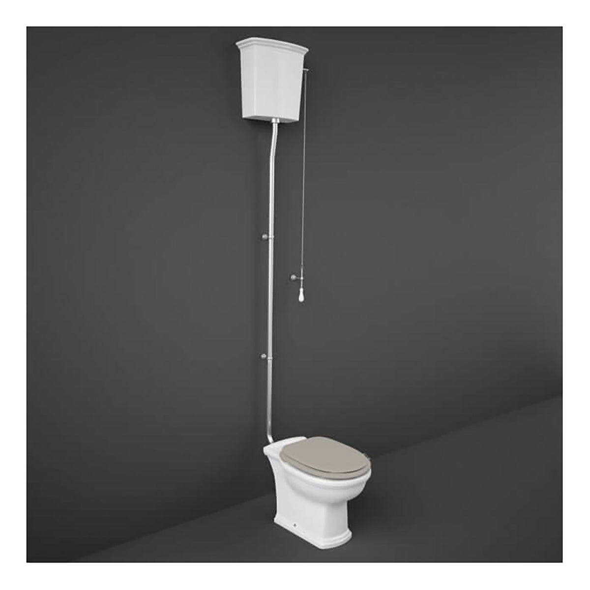 RAK WT21AWHA Washington High Level White Toilet With Soft Close Wood Seat