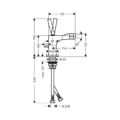 AXOR 36120000 Citterio E Single Lever Bidet Mixer with Pin Handle for Precise Control