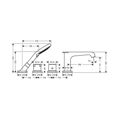 AXOR 36411000 Citterio E 4-Piece Thermostatic Bath Shower Mixer for Precise Control