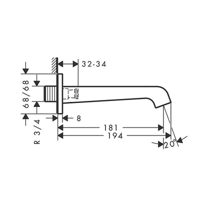 AXOR 36425000 Citterio E Wall-Mounted Bath Spout for Efficient Water Flow