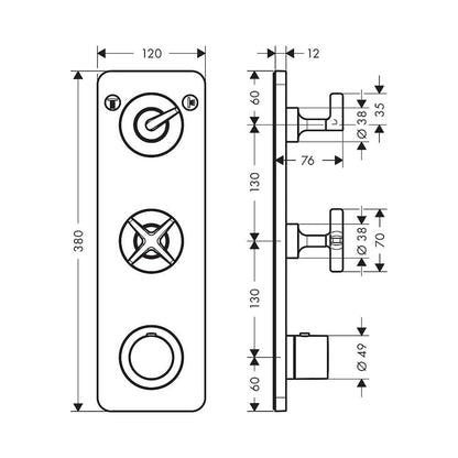 AXOR 36703000 Citterio E Two-Outlet Thermostatic Shower Valve for Precise Control
