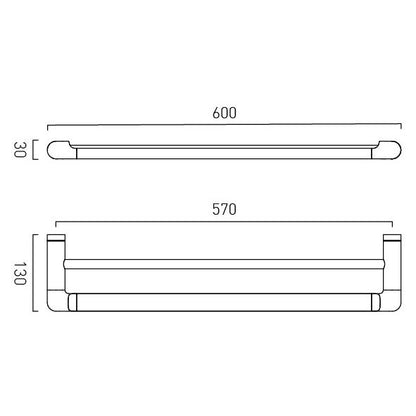 Vado Zoo Double Towel Rail 600mm