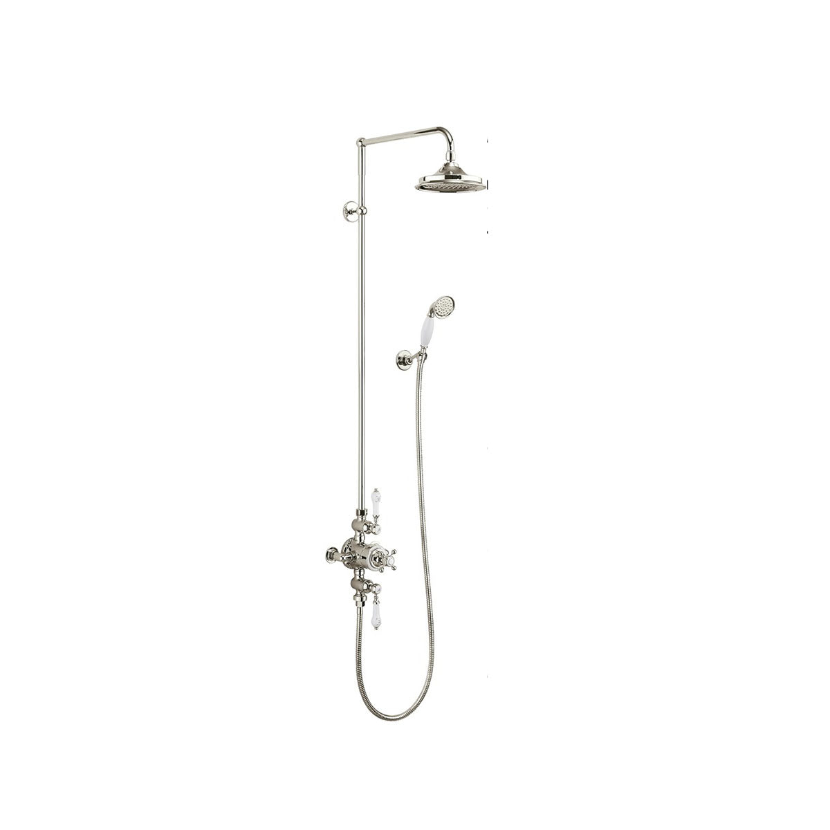 Burlington Avon BAF3S Thermostatic Exposed Shower Valve Dual Outlet,Rigid Riser, Swivel Shower Arm, Handset & Holder with Hose with Rose