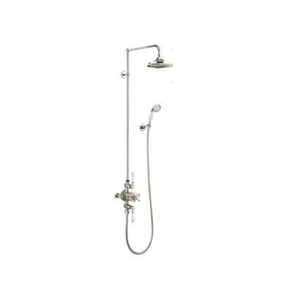 Burlington Avon BAF3S Thermostatic Exposed Shower Valve Dual Outlet,Rigid Riser, Swivel Shower Arm, Handset & Holder with Hose with Rose