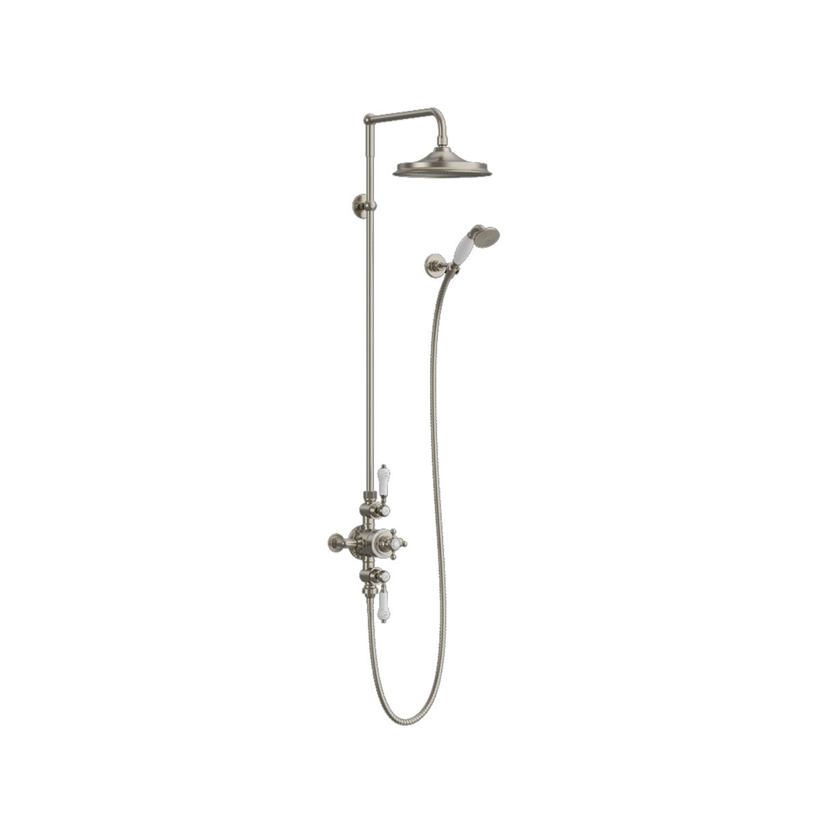 Burlington Avon BAF3S Thermostatic Exposed Shower Valve Dual Outlet,Rigid Riser, Swivel Shower Arm, Handset & Holder with Hose with Rose