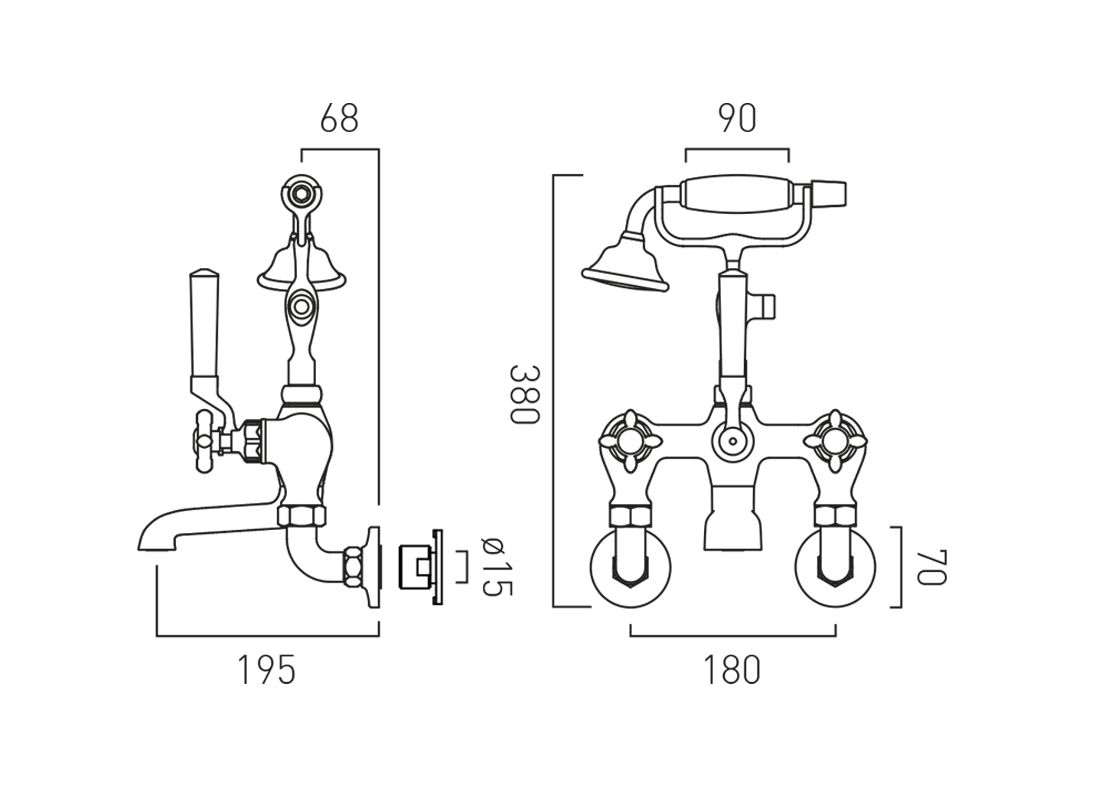 Vado Axbridge Wall Mounted Bath Shower Mixer