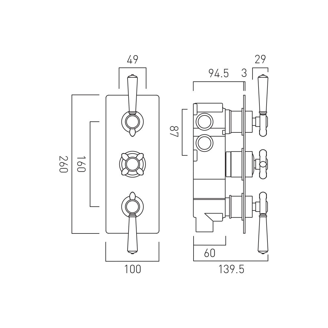 Vado Axbridge 3 Outlet Concealed Valve