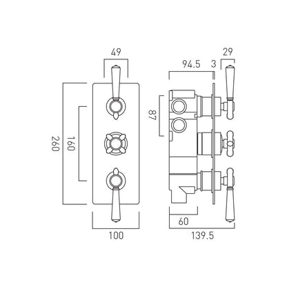 Vado Axbridge 3 Outlet Concealed Valve