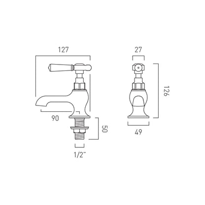 Vado Axbridge Basin Pillar Taps