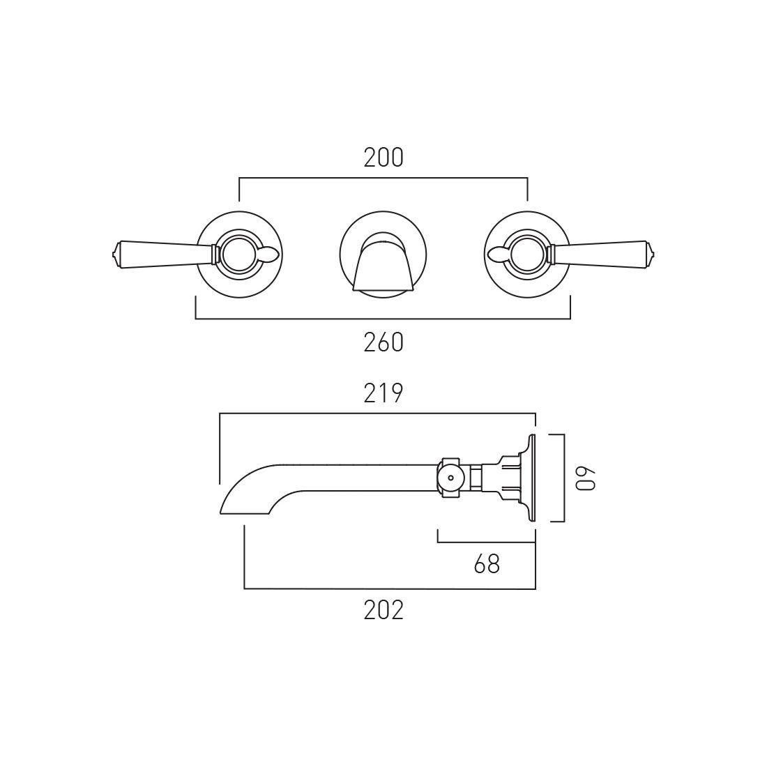 Vado Axbridge Wall Mounted Basin Mixer