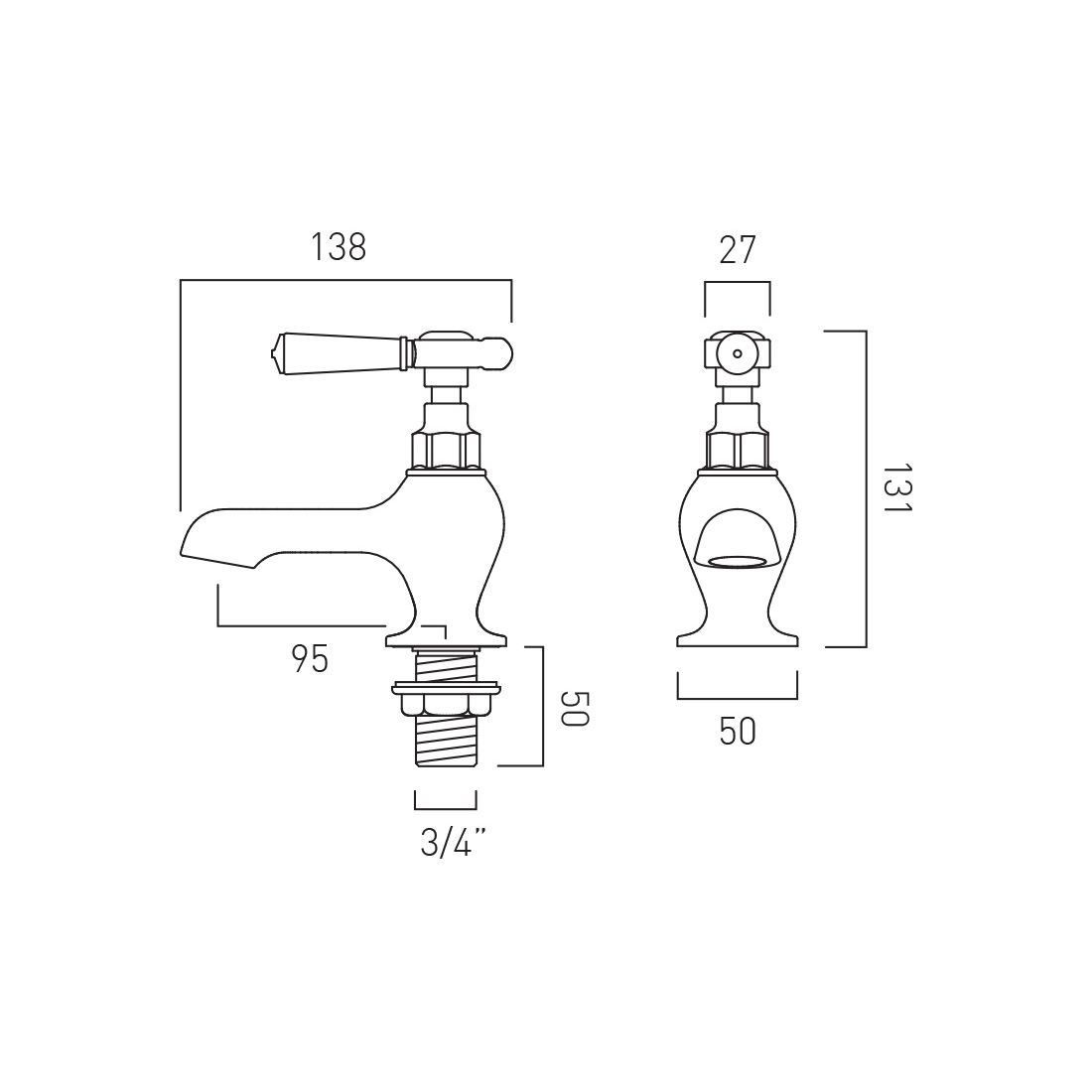 Vado Axbridge Bath Pillar Taps