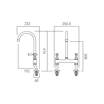Vado Axbridge Bridge Kitchen Mixer