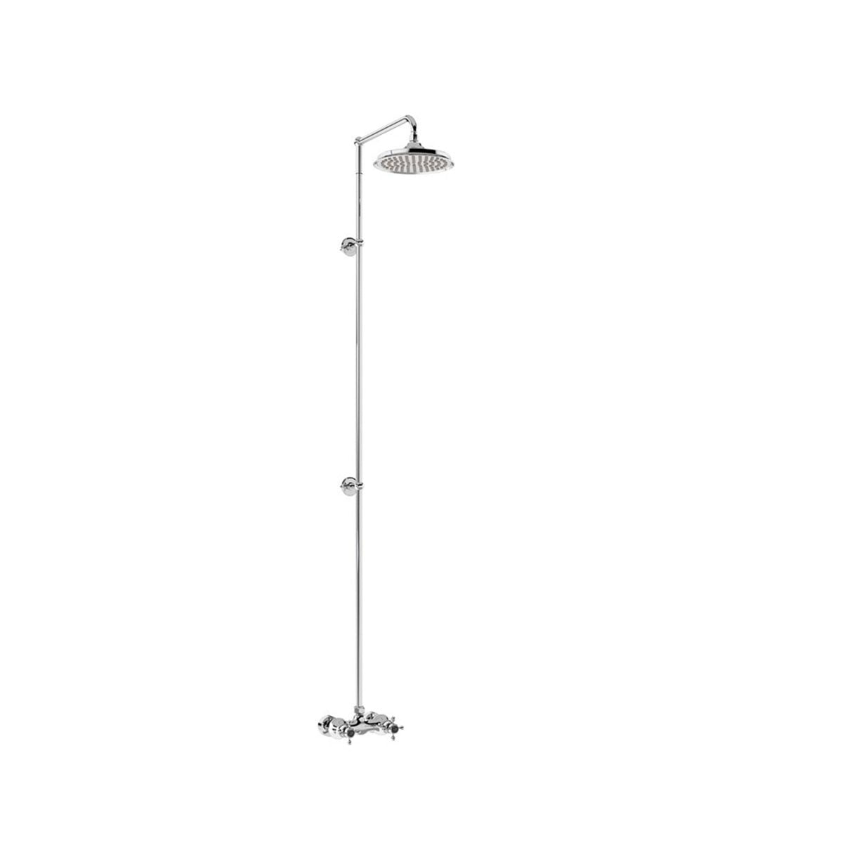 Burlington Eden BEF1S.EXT Thermostatic Exposed Shower Bar Valve Single Outlet with Extended Rigid Riser and Swivel Shower Arm with Rose