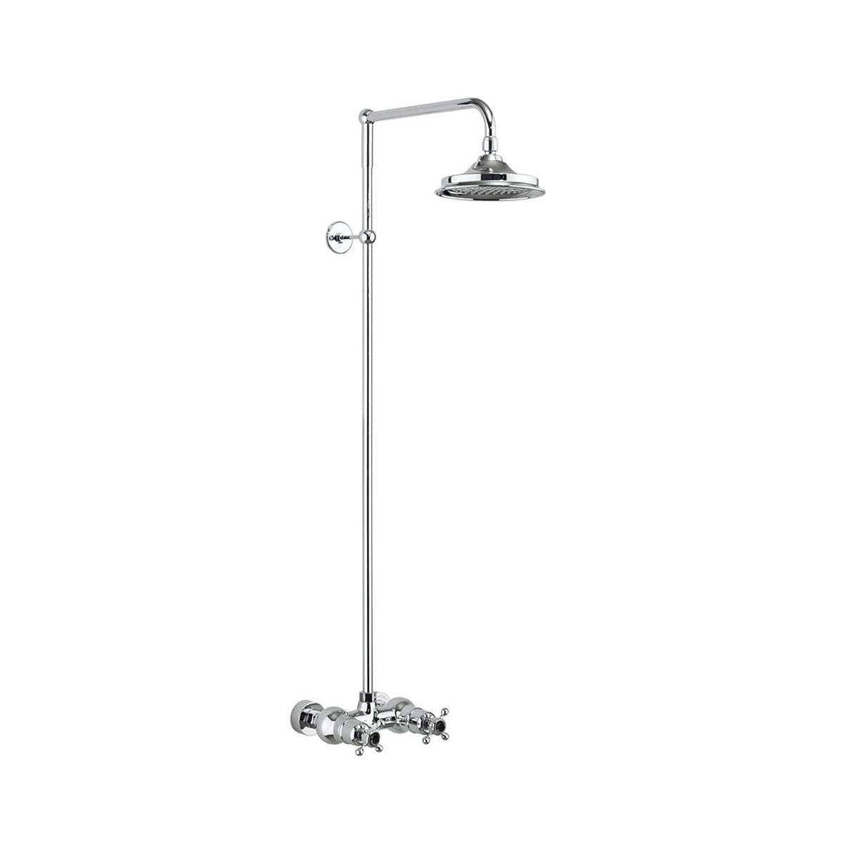 Burlington Eden BEF1S Thermostatic Exposed Shower Bar Valve Single Outlet with Rigid Riser and Swivel Shower Arm with Rose