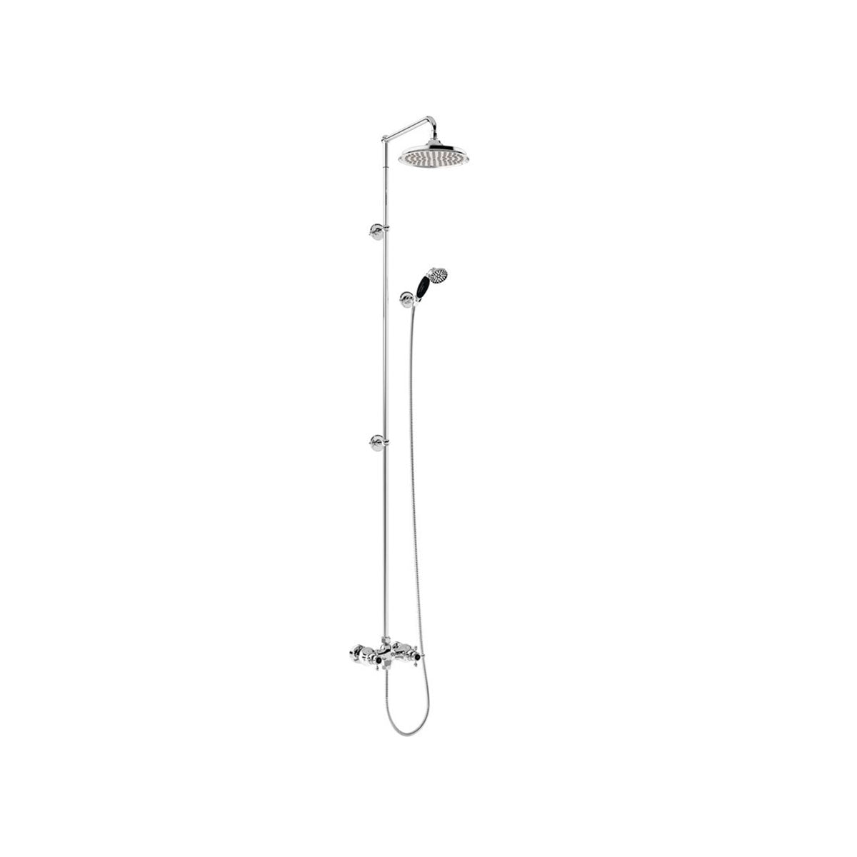 Burlington Eden BEF2S.EXT Thermostatic Exposed Shower Bar Valve Dual Outlet with Extended Rigid Riser and Swivel Shower Arm with Rose