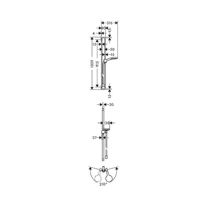 AXOR 36735000 Citterio E Shower Set 900mm with 3-Jet Hand Shower for Versatile Use